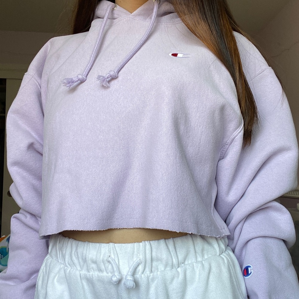Lavender Champion Cropped Hoodie